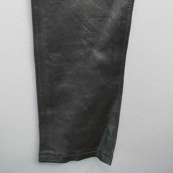 New Frame Le Skinny de Jeanne Mid-Rise Leather Pants in Washed Black size 23 - Picture 8 of 16